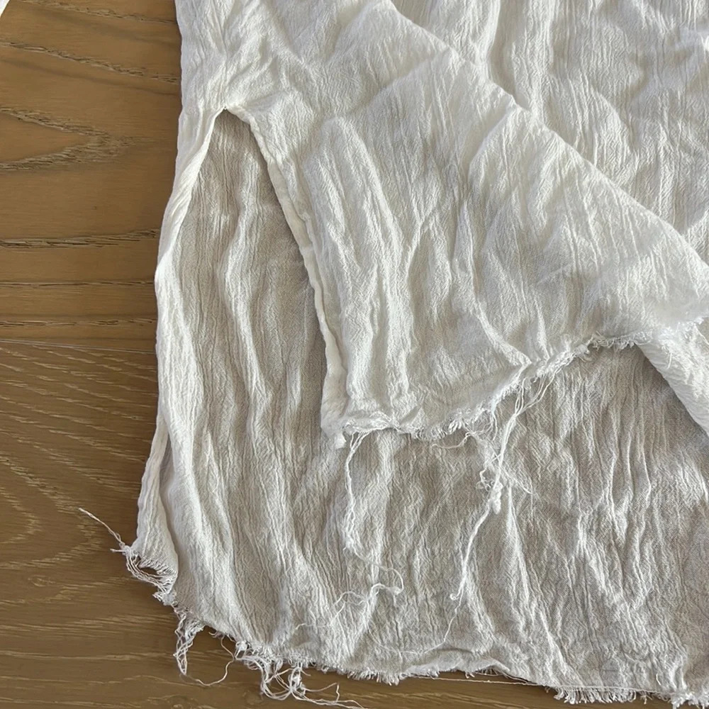 Free People FP One White Gauzy Beach Cover Up Sheer Gauzy Blouse Oversized Shirt - Picture 3 of 5